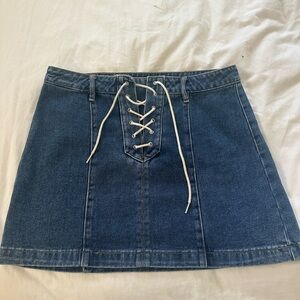 PACSUN Denim Lace-Up Skirt